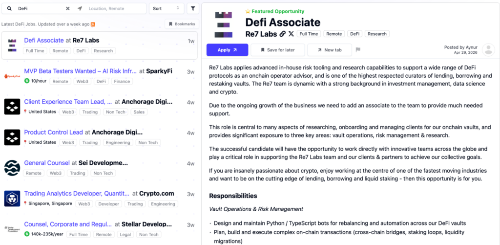 CryptoJobsList job board