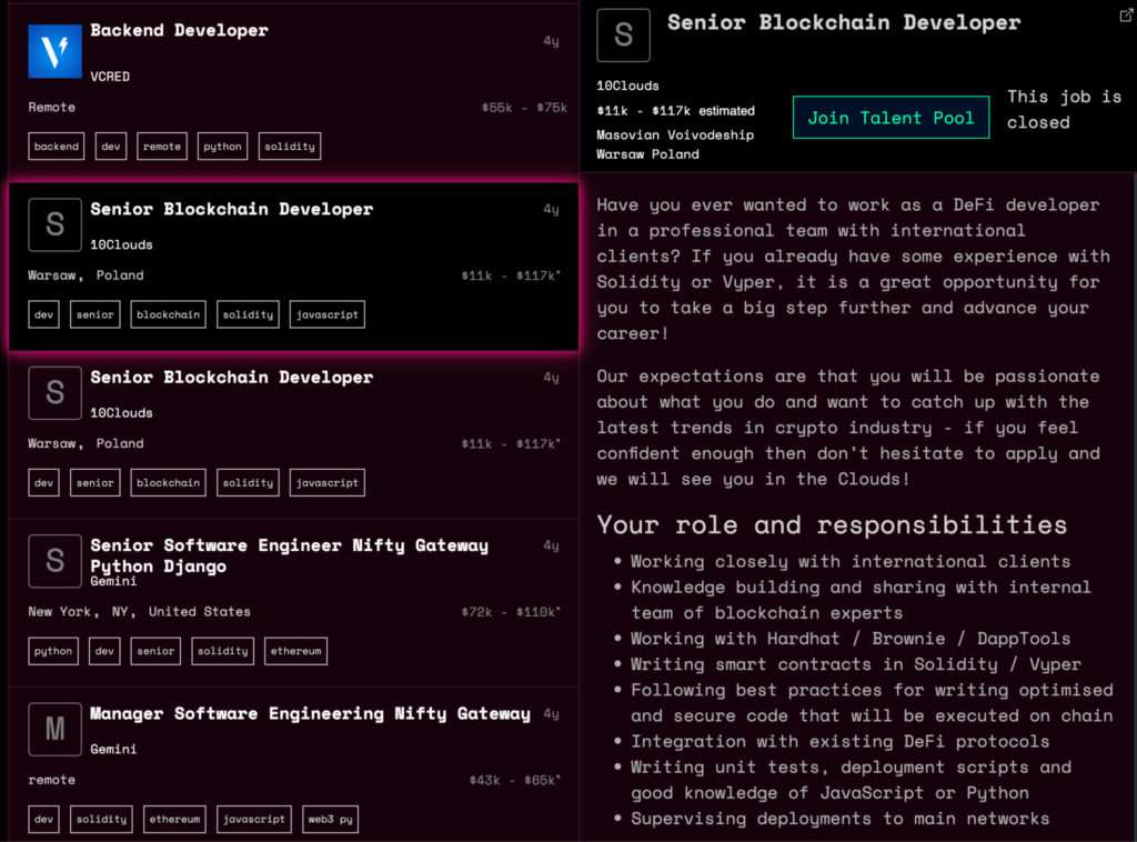 Web3.career job board