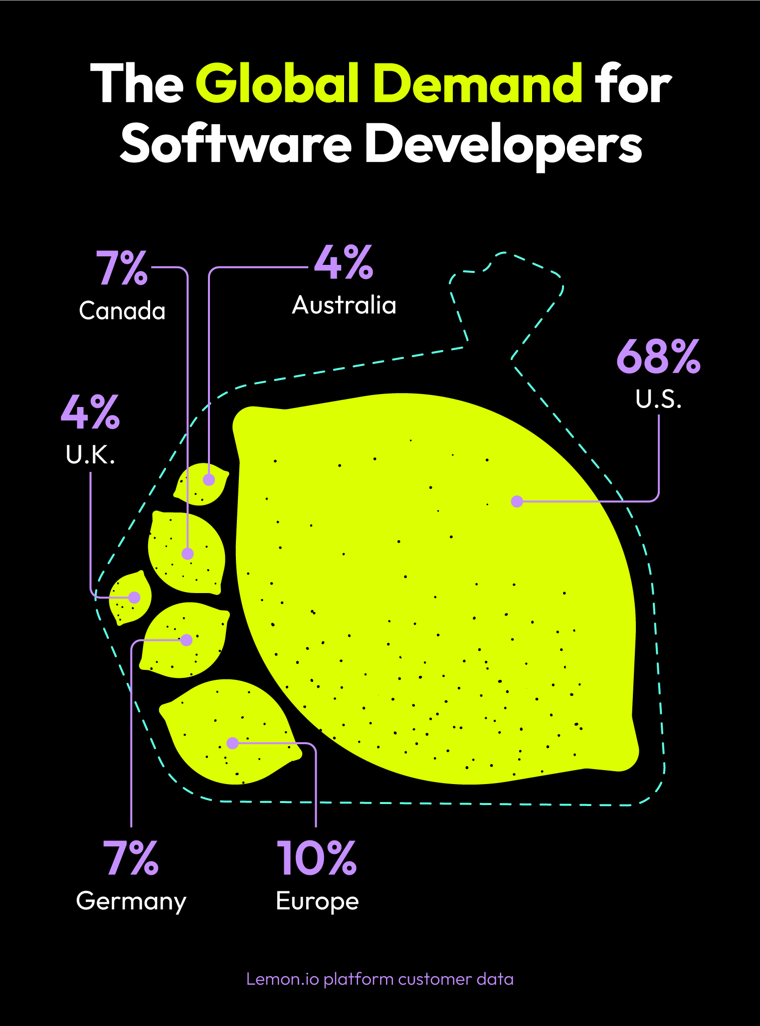Lemon.io’s client base demonstrating the global demand for software developers