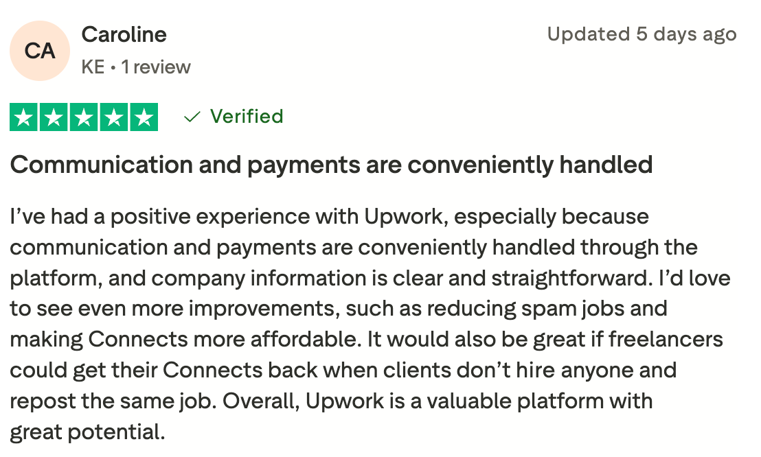 Upwork positive review