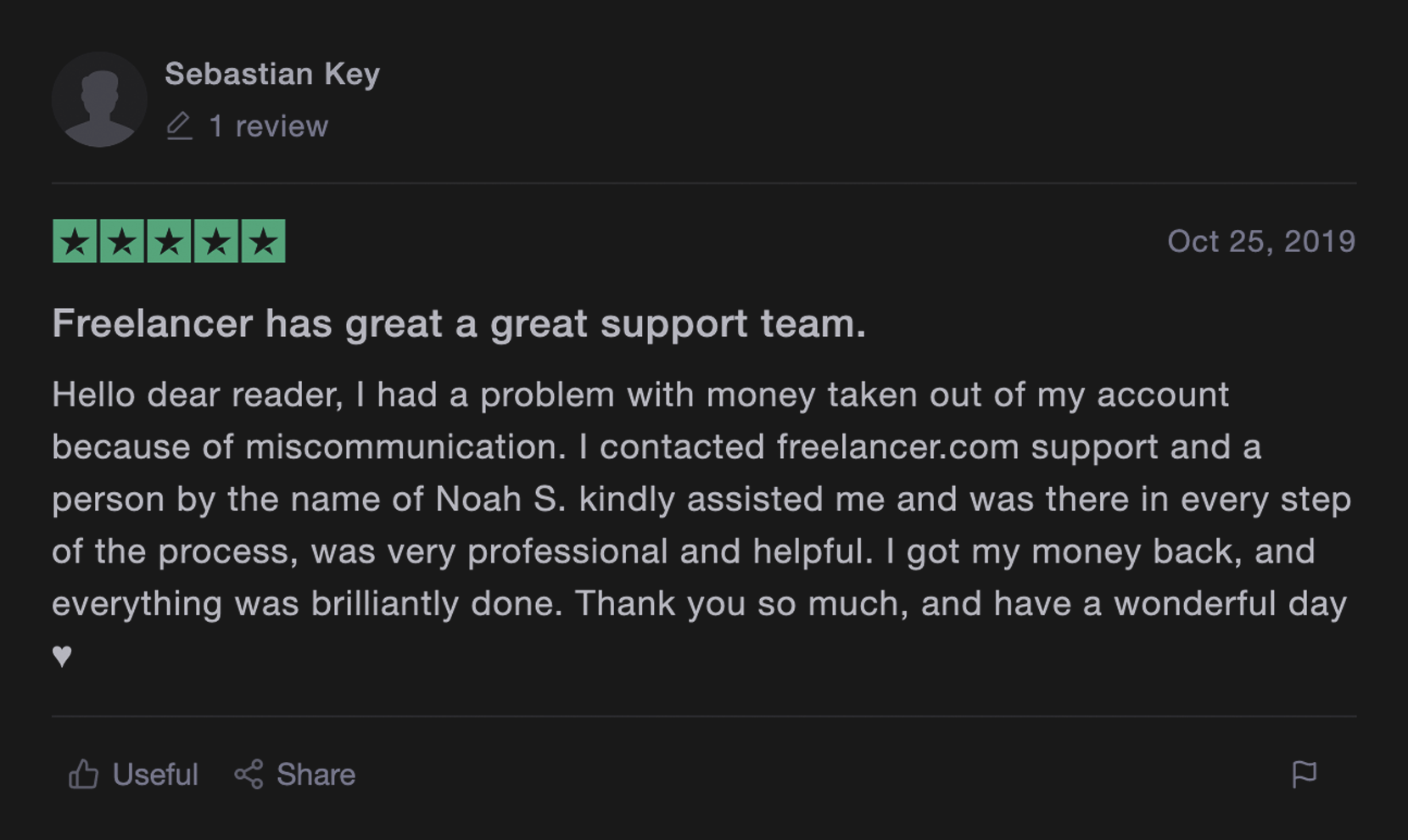 Freelancer review from real customer 1