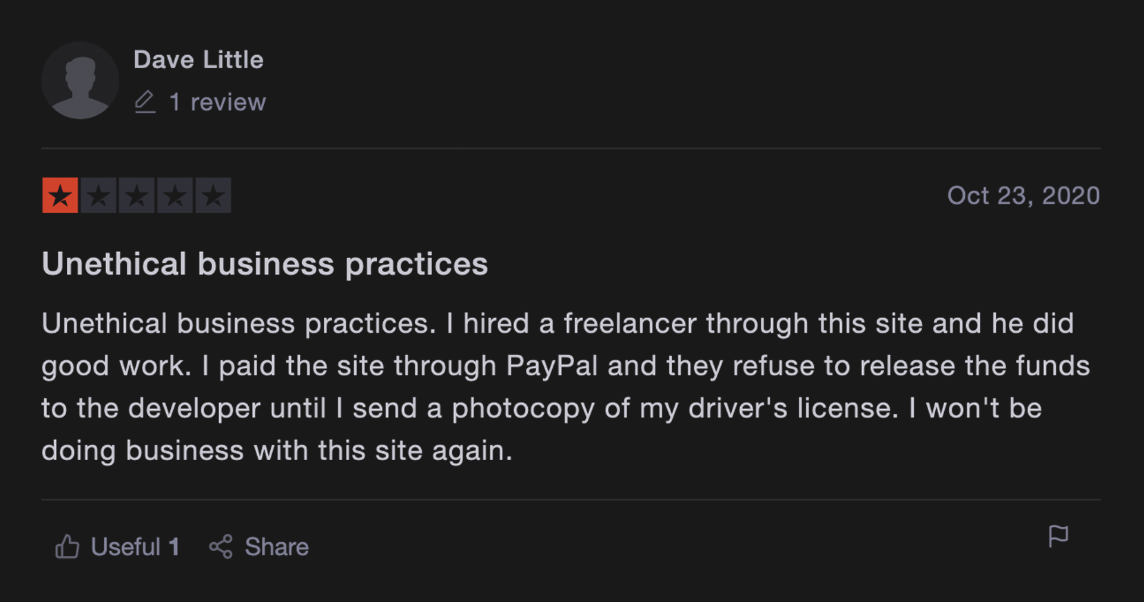 Freelancer negative review