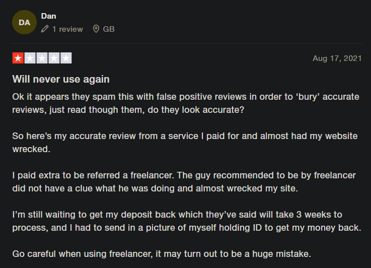 scam reports on freelancer.com