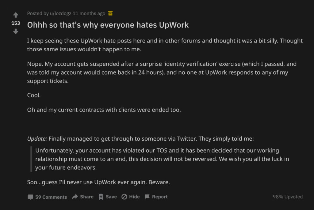 Upwork review from real customer 12