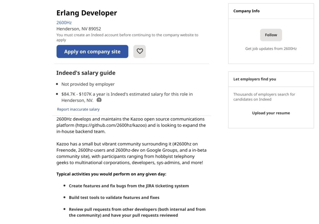 Erlang developer salary. Top programming languages 