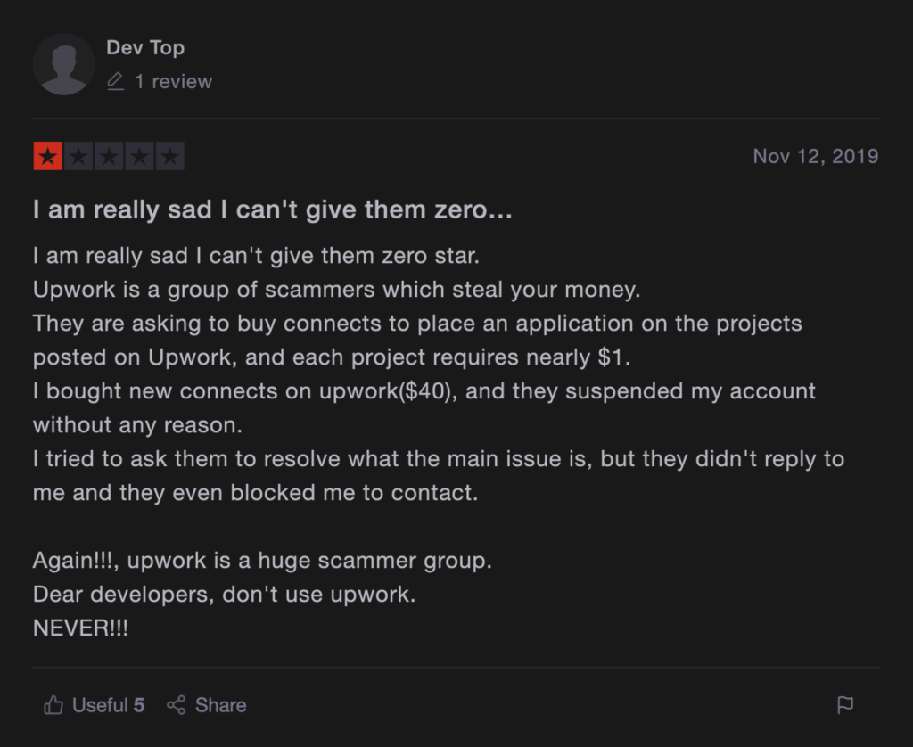 Upwork review from real customer 4