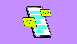 Phone illustration with trend symbols