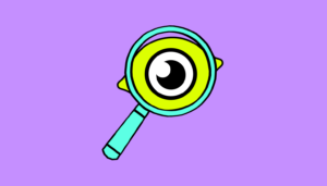Illustration of an eye looking through a magnifying glass
