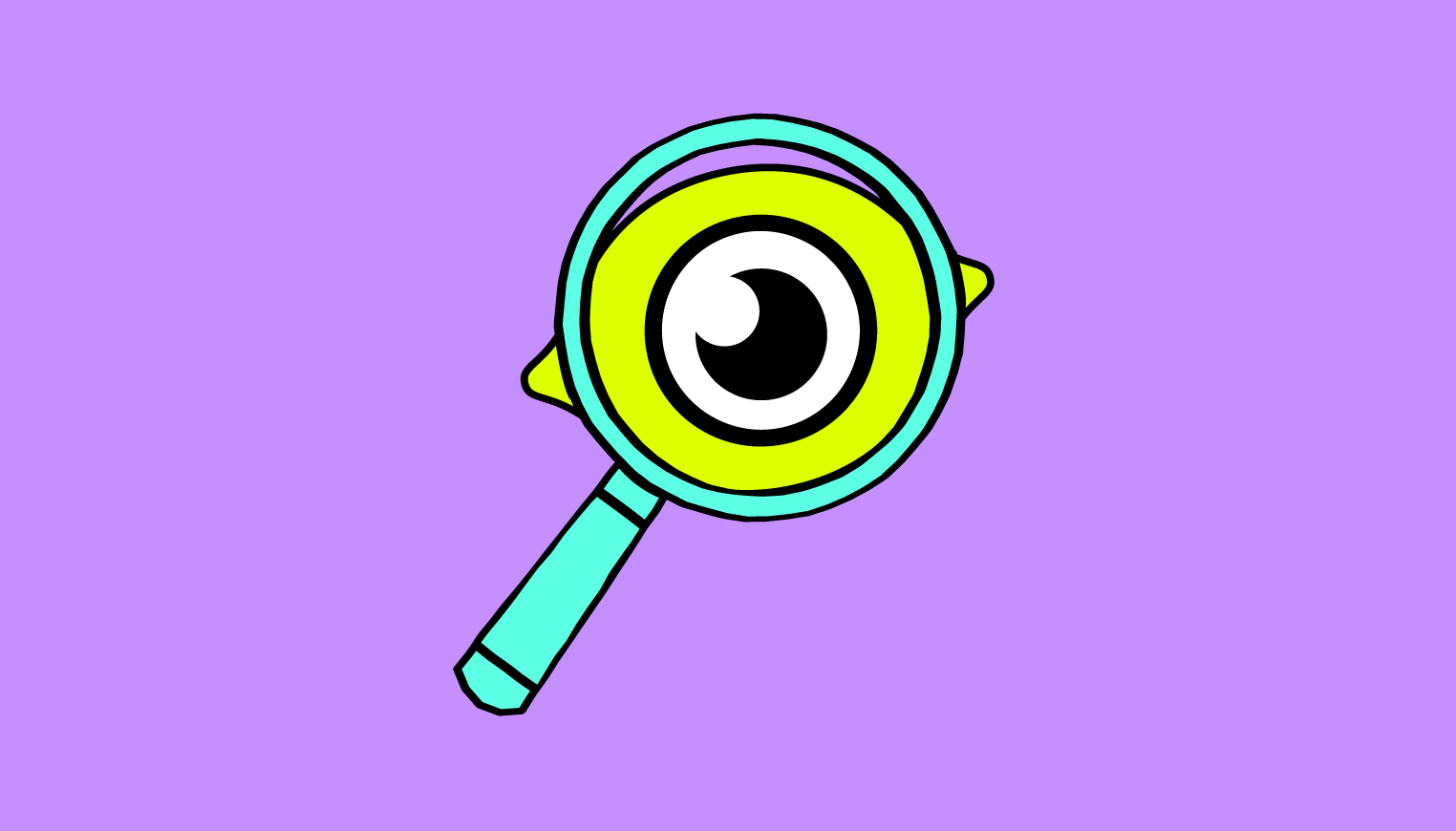 Illustration of an eye looking through a magnifying glass