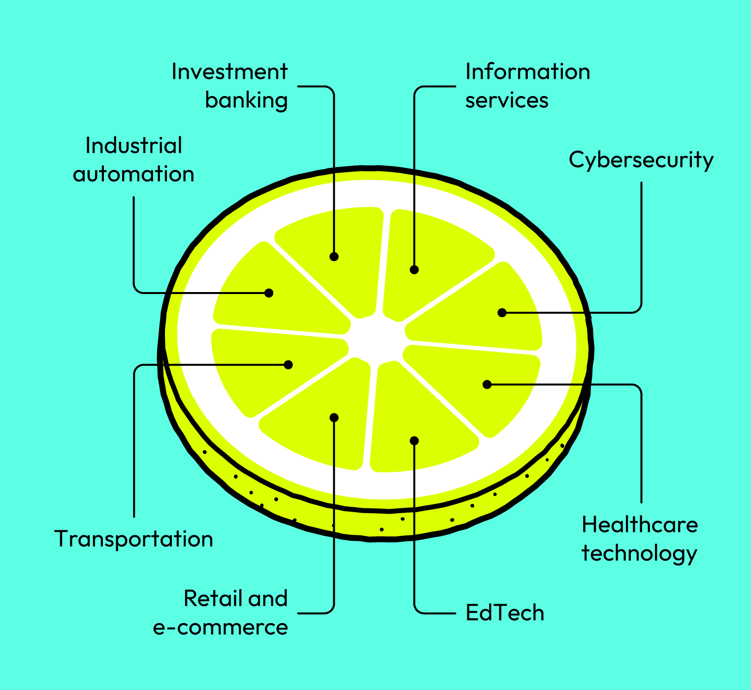 An image showcasing which industries have a growing need for software engineers.