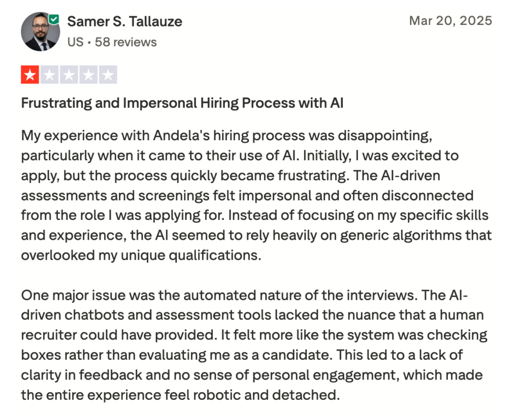 Andela negative review