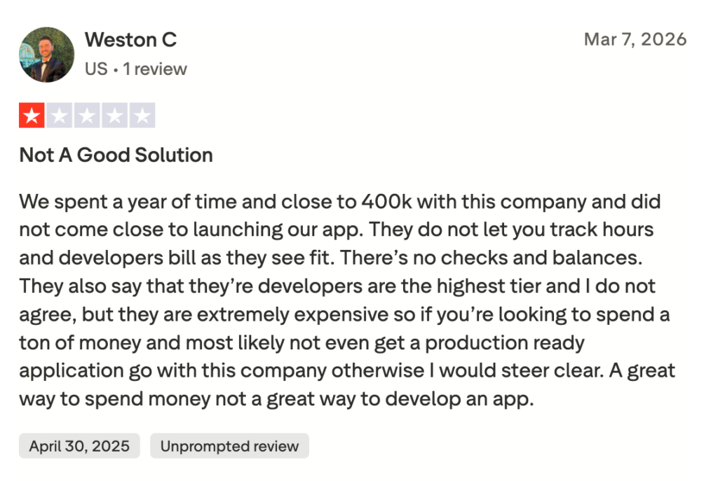 Toptal negative review