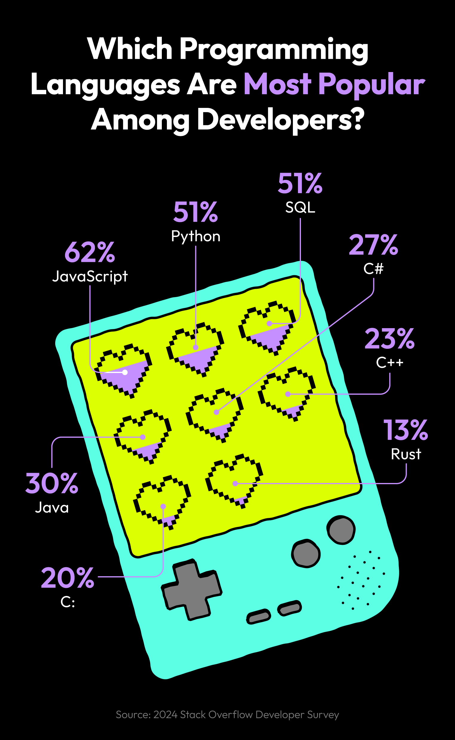 An image showing programming language usage among all software developers.