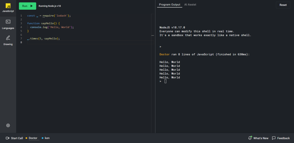 Coderpad interface