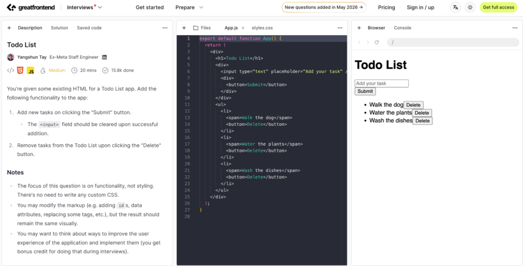 GreatFrontEnd interface