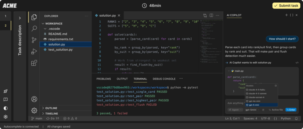 Codility interface