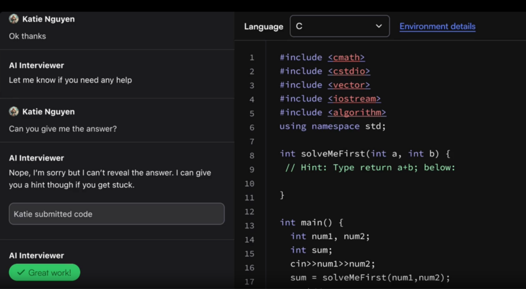 HackerRank interface