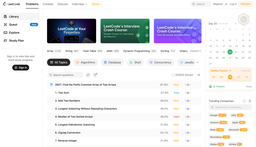 LeetCode interface