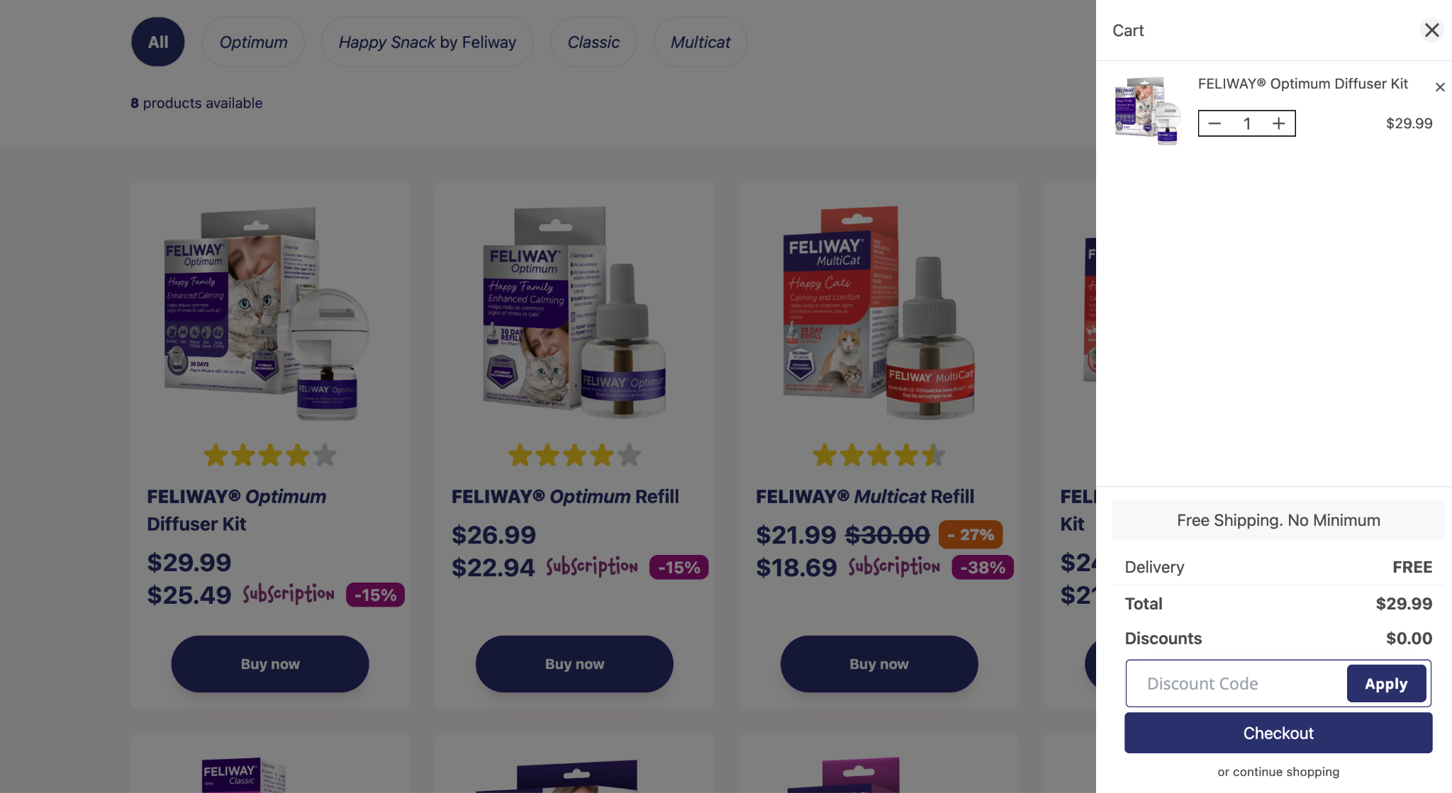 Feliway’s website after migration to Shopify by Superco’s team