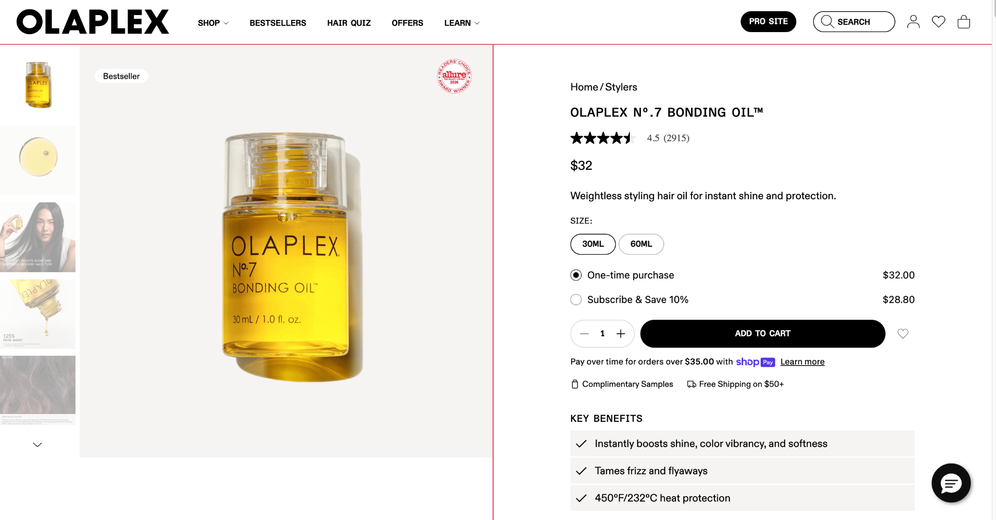 Shopify web design for Olaplex by Arctic Grey