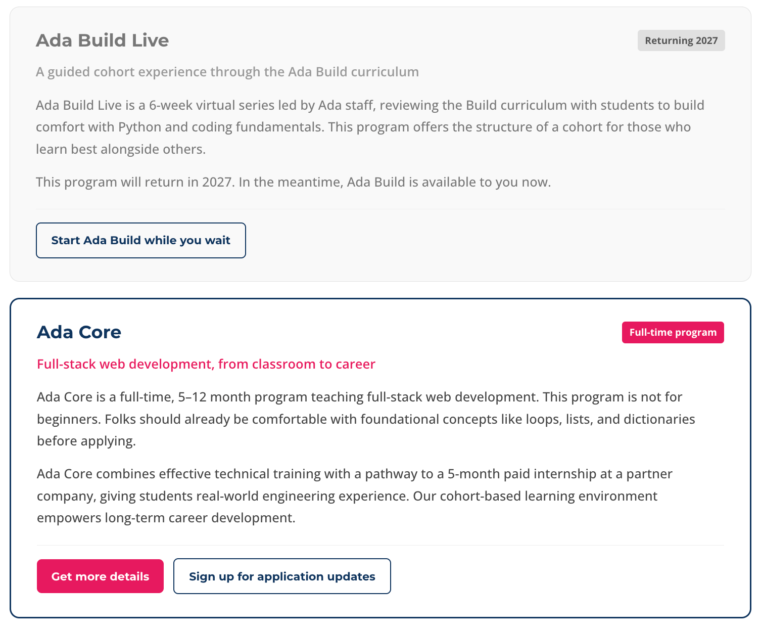Ada Developers Academy programs